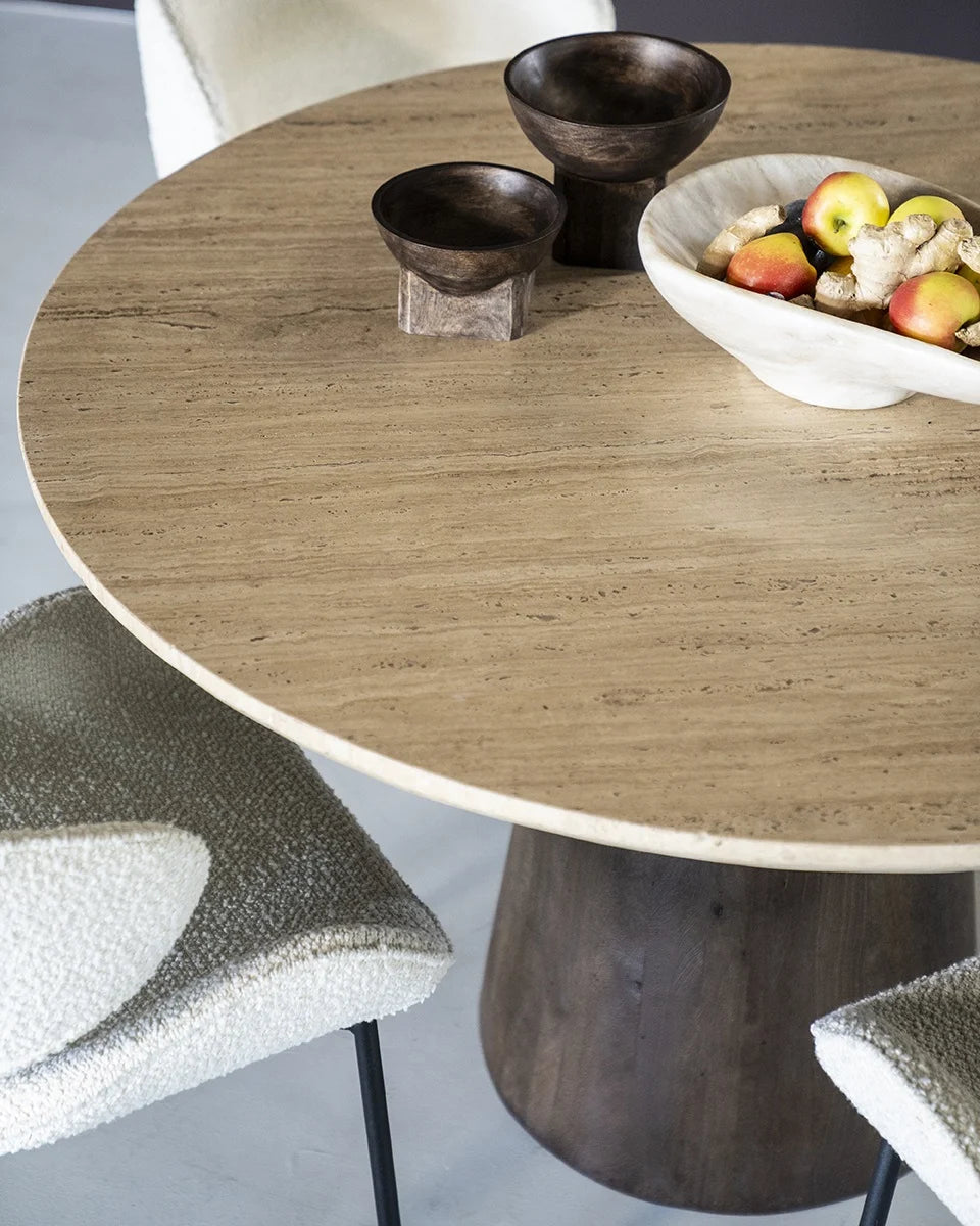 Spisebord med steinplate i Travertin - Bestillingsvare