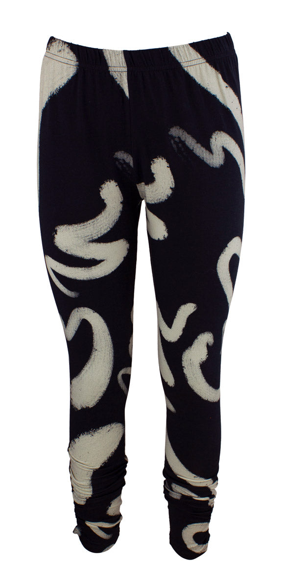 B12598 Tights med rynker - sort trykk