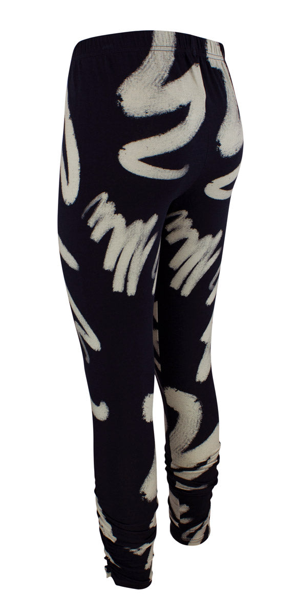 B12598 Tights med rynker - sort trykk