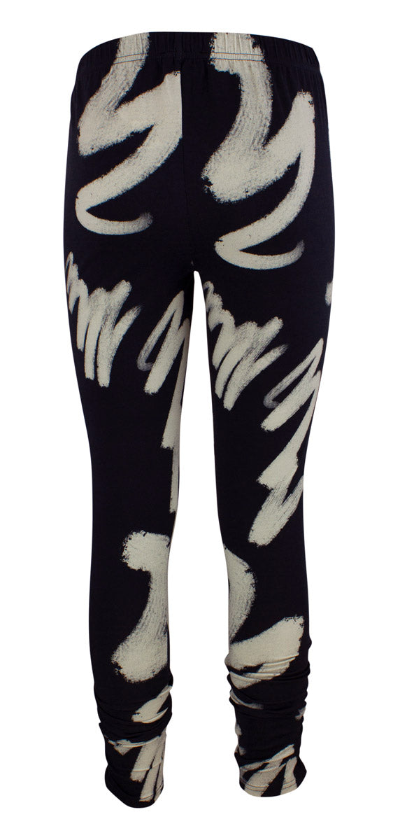B12598 Tights med rynker - sort trykk