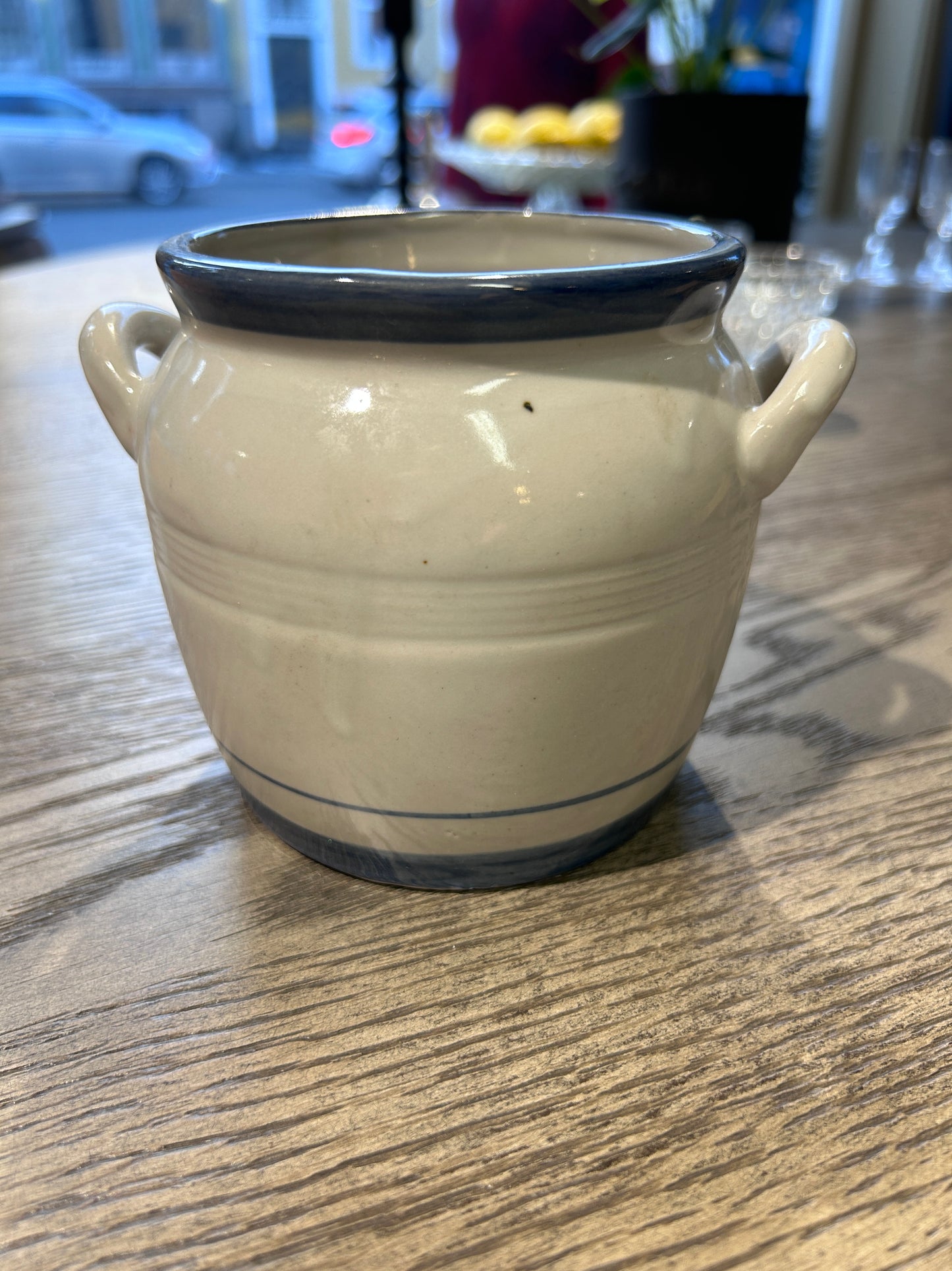 Vintage krukke med striper