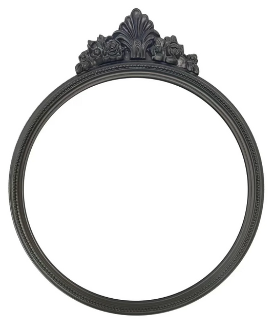 Speil - rundt antikk svart