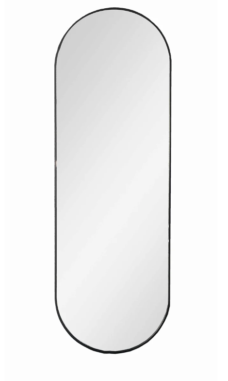 Speil - ovalt svart - nydelig blyfritt glass