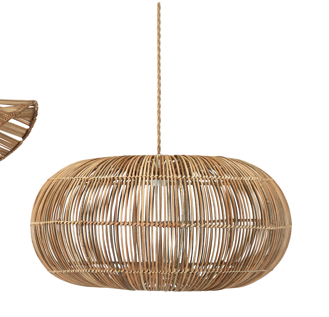 Taklampe - natur med tvinnet juteoppheng