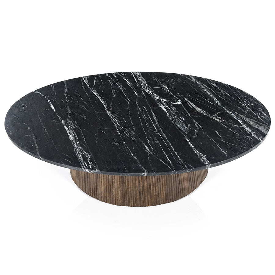 Kaffebord med sort/hvit marmortopp          120ø x 70ø x 34 h