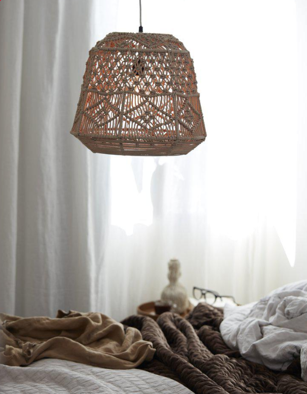 Makramé taklampe - farge lin