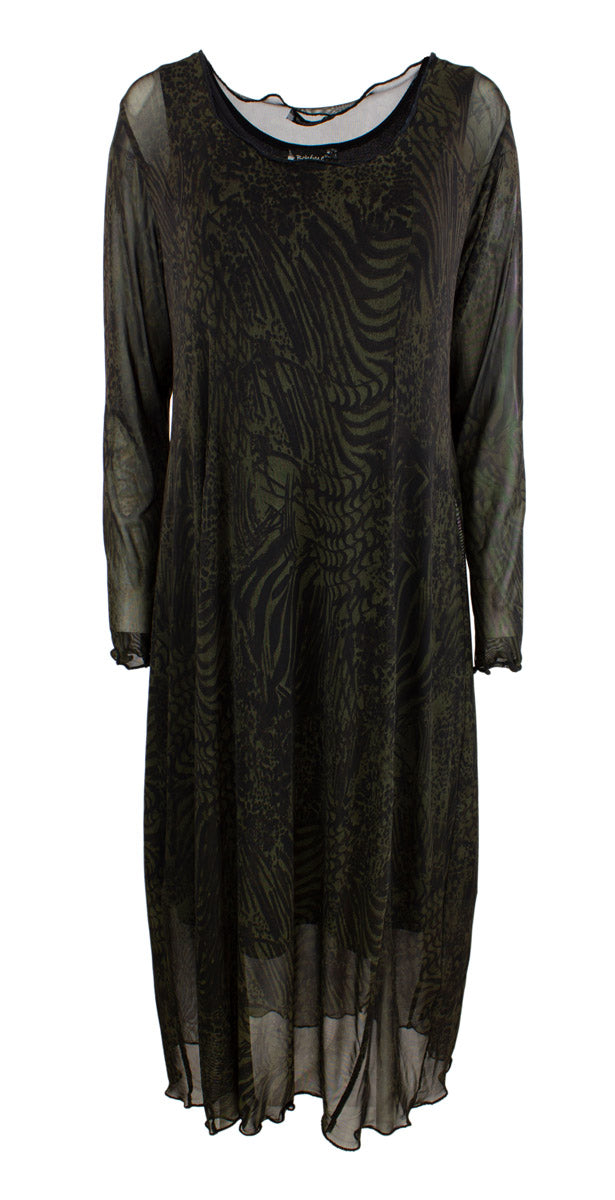 B12527 Dress long mesh trykk (med underkjole 599 print)